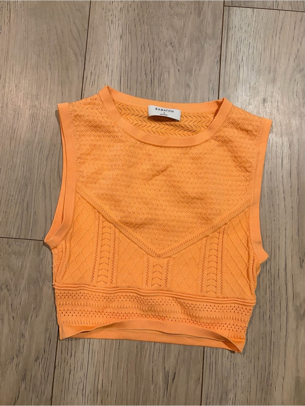 Babaton Orange Knit Sleeveless Crop Top